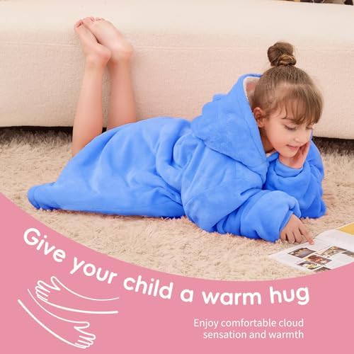 Yescool Wearable Blanket Hoodie Kids Sky Blue One Size
