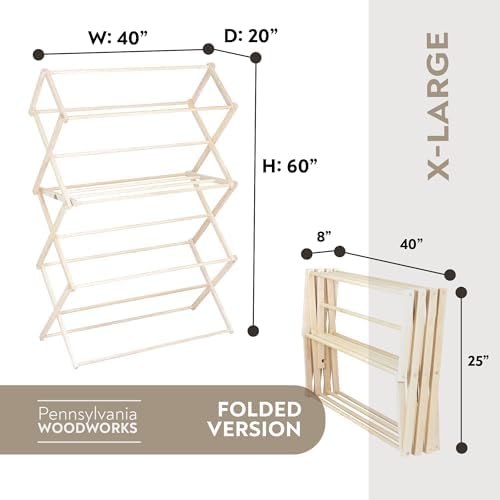 Pennsylvania Woodworks Extra Large Folding Drying Rack