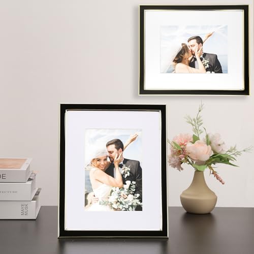 8x10 Gold Metal Edge Frames Set of 2 with Easel
