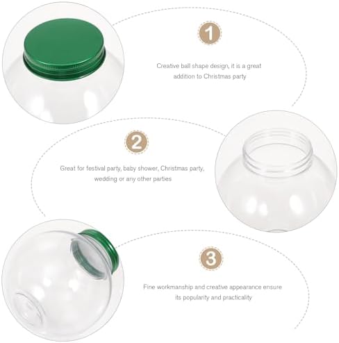 KALLORY 5Pcs Christmas Ball Shaped Candy Jars with Sealing Lids