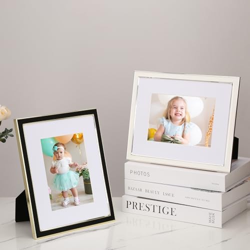 8x10 Gold Metal Edge Frames Set of 2 with Easel