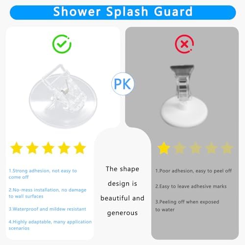 4 Pack Clear Shower Curtain Clips with Self Adhesive Windproof Splash Guard