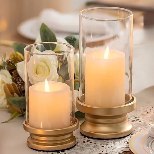NUPTIO Hurricane Candle Holder Set of 2 Gold