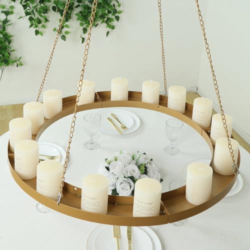Efavormart Gold Hanging Floral Chandelier Frame - 32 Round