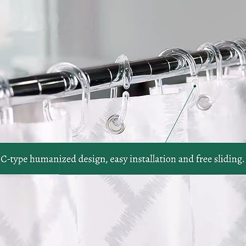24 PCS Clear Plastic Shower Curtain Rings Hooks Hangers Rod Mount