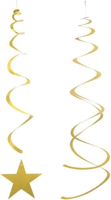 BEISHIDA Gold Star Hanging Swirl Decorations Pack of 15