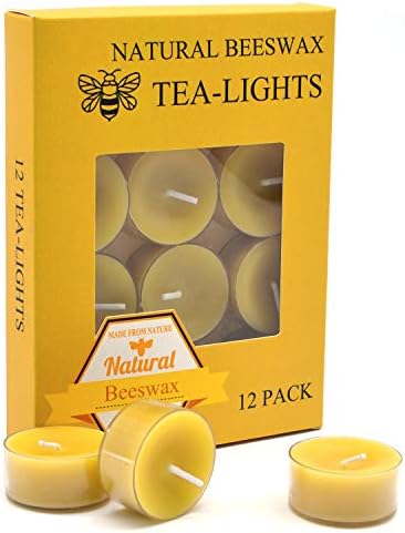 Natural Yellow Beeswax Tea Light Candles 12pcs Organic Scented Clean Burning
