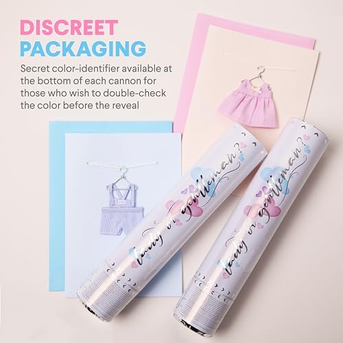 PrimePure Pink Heart Shaped Confetti Cannon - 2 Pack Gender Reveal Party Poppers
