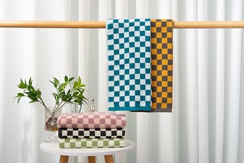 Madi-Cadi Hand Towels 5 Pack - Soft Absorbent Checkered Design