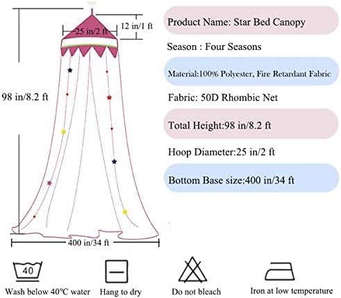 Gold Star Princess Bed Canopy with Lights for Girls and Boys