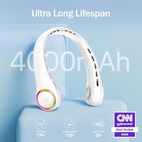 GULAKI Portable Neck Fan with 3 Speeds and 64 Cool Lights