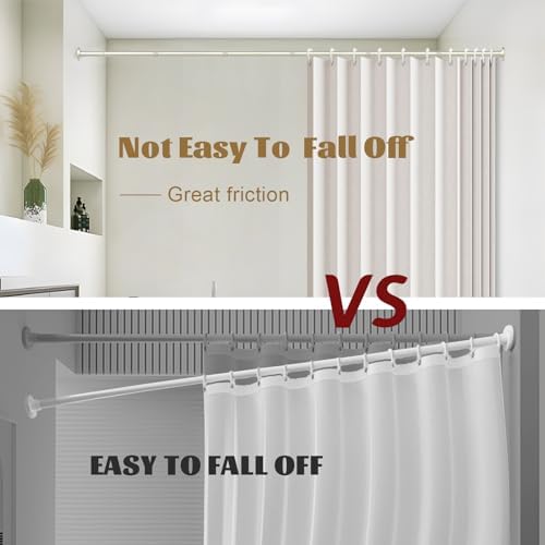 Adjustable Brushed Nickel Shower Curtain Rods - 31-80 Inch No Drilling Spring Tension