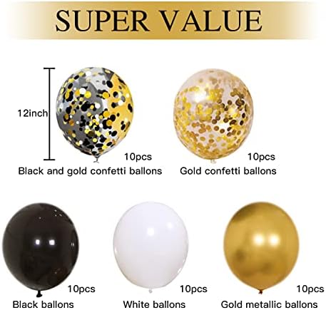 Zesliwy Black Gold Confetti Balloons 50 Pack