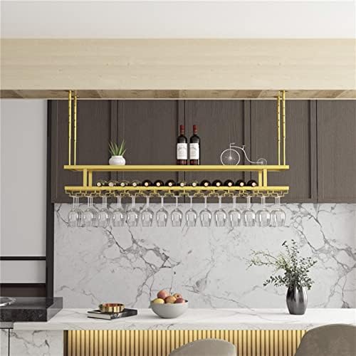 DASHADAO Ceiling Hanging Wine Glass Rack 2 Layer