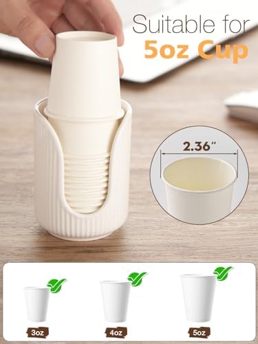 Elegant Striped Ceramic Cup Dispenser for Vanity Countertop
