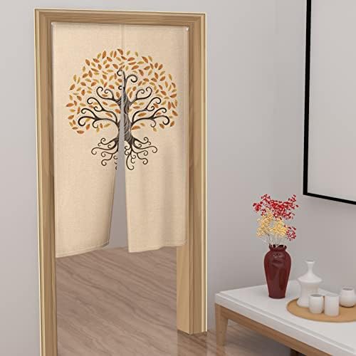 Leowefowa Japanese Noren Door Curtain with Tree Print