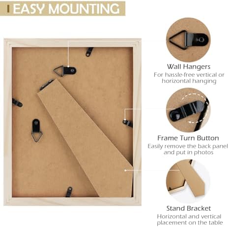 Golden State Art 8x10 White Wooden Picture Frame with Tempered Glass 5 Packs