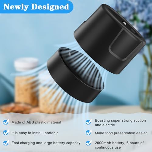 Electric Mason Jar Vacuum Sealer with 5 Regular 5 Wide Mouth Lids