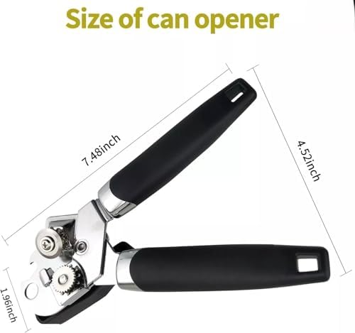 Manual Can Opener with Smooth Edge Blade and Bottle Opener Black 1