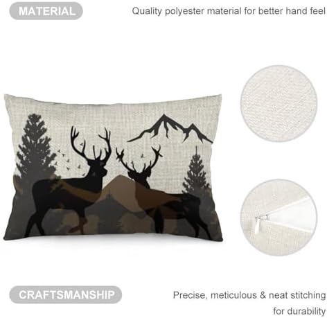 ITFRO Hand-Painted Rustic Forest Wildlife Deer Throw Pillow Case