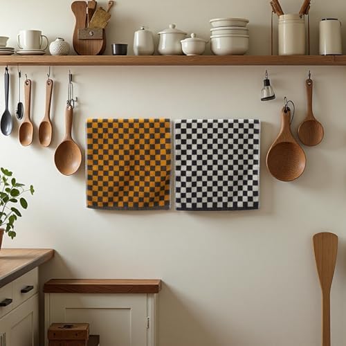 Madi-Cadi Hand Towels 5 Pack - Soft Absorbent Checkered Design
