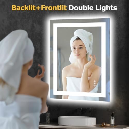 LED Bathroom Mirror with Lights 24x32 Dimmable Smart Mirror