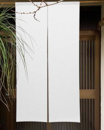 Leowefowa Pure White Noren Curtain Privacy Divider Panel 283 x 472