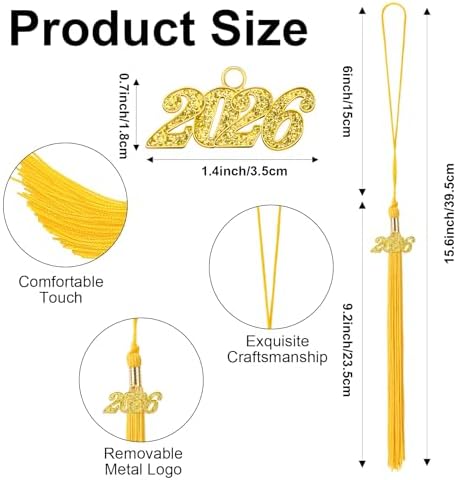 2026 Gold Graduation Tassel with Charm Decor