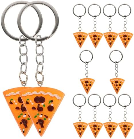 12 Pcs Pizza Keychains Realistic Resin Keyrings