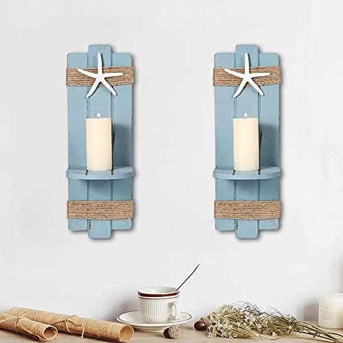 SOMTO Beach Starfish Wall Candle Sconces Set of 2