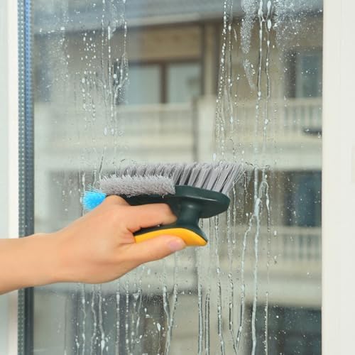Multi Functional Gap Cleaning Brush with V-Shaped Head and Silicone Scraper