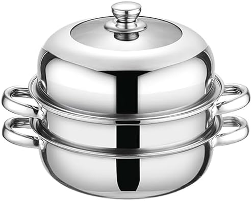 11 Inch Stainless Steel 2-Tier Steamer Pot with Lid