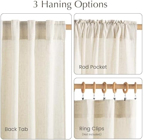 NICETOWN Linen Doorway Curtains 78 Inches Long 2 Panels