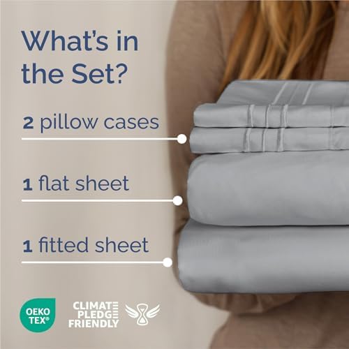 King Size 4 Piece Sheet Set in Steel Blue