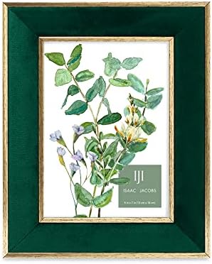 Isaac Jacobs 5x7 Green Velvet Picture Frame with Gold Border