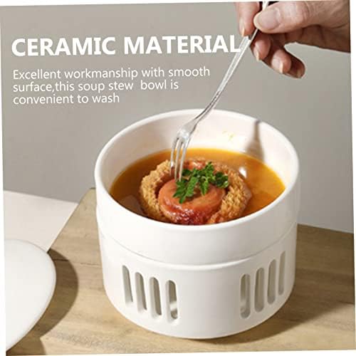 Ceramic Stew Pot Lid with Heating Base Soup Bowl Set