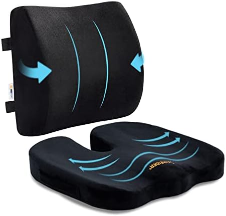 SAIREIDER Seat Cushion and Lumbar Support Pillow for Office Chair