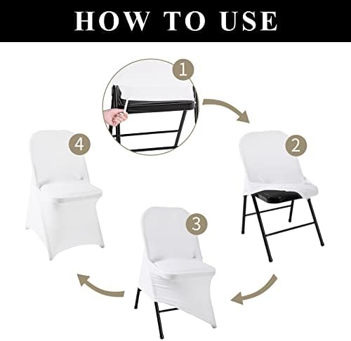 Magalo 12 Pack White Spandex Folding Chair Covers