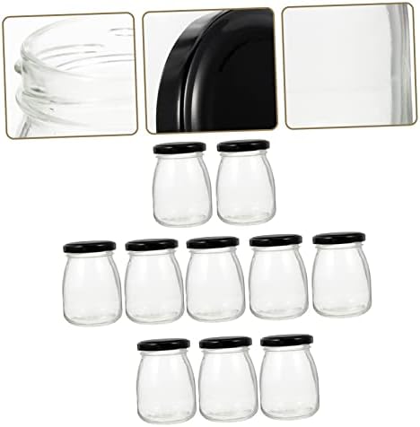STOBAZA 10pcs Glass Yogurt Bottles with Lids