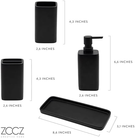 ZCCZ Matte Black Bathroom Accessory Set 4 Pieces