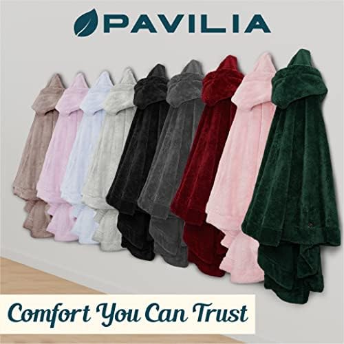 PAVILIA Dark Gray Hooded Blanket Poncho for Women