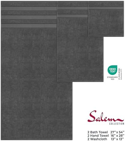 American Soft Linen Salem Bath Towel Set 6 Piece Dark Gray