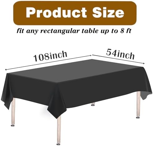 Kopokita 2PCS Black Plastic Tablecloths 54x108 Inch