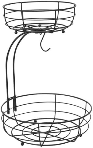 Bextsrack 2-Tier Fruit Basket with Banana Hanger Black