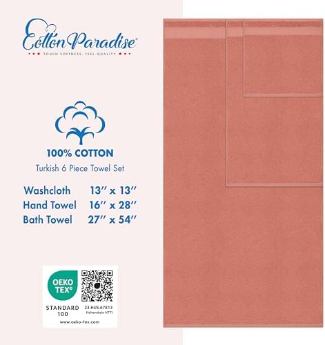 Cotton Paradise 6 Piece Towel Set with Soft Turkish Towels