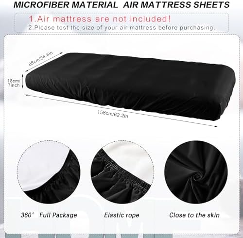 Breling Kids Air Mattress Fitted Sheets 2 Pcs Black