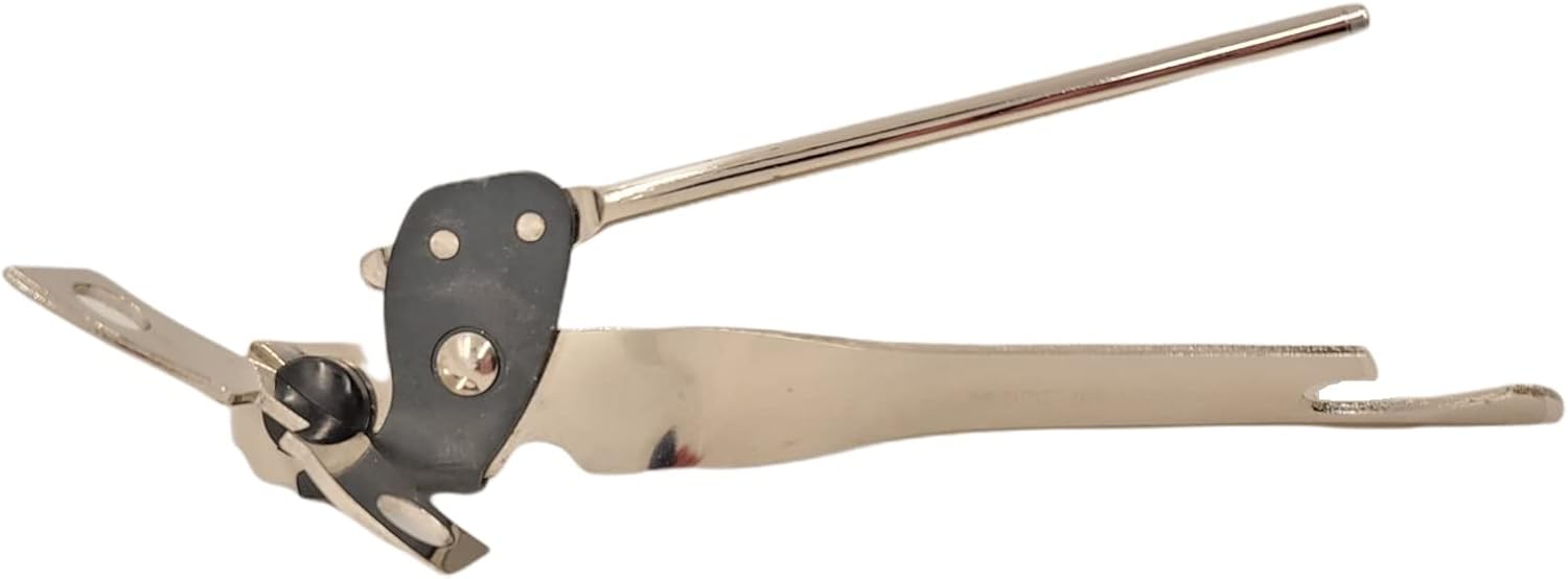 Classic Compact Hand Held Metal Can Opener with Bottle Top Remover