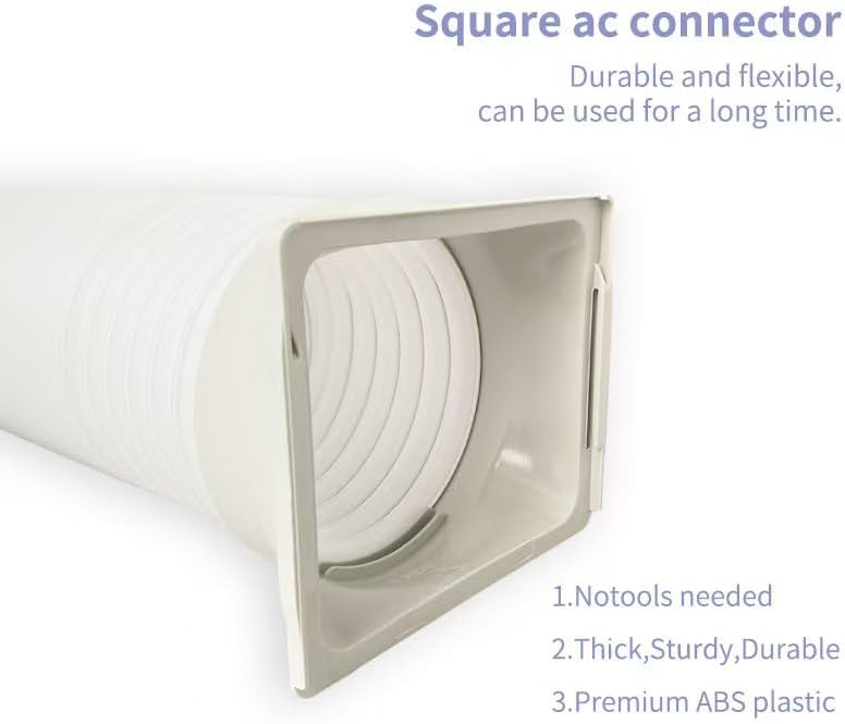 59 Inch Portable Air Conditioner Hose Adapter Square to Round Window Coupler