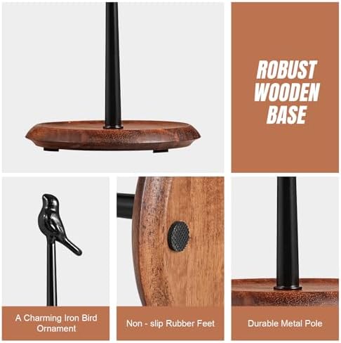 Stylish Bird Shaped Paper Towel Holder Farmhouse Style Black