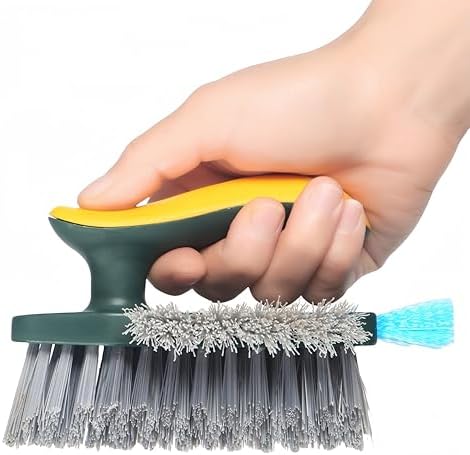 Multi Functional Gap Cleaning Brush with V-Shaped Head and Silicone Scraper